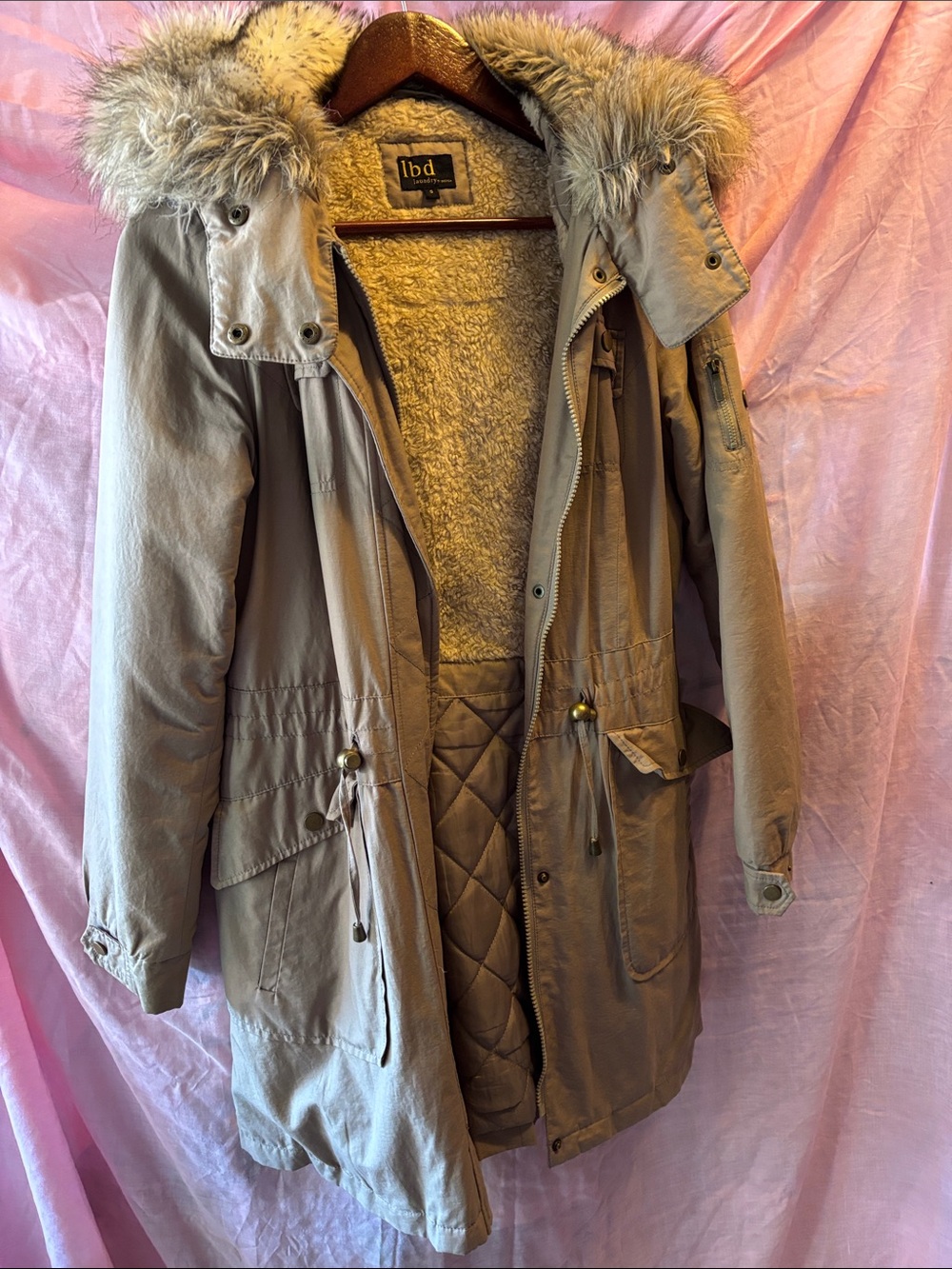 Taupe Faux-Fur Hooded Parka Jacket - Women